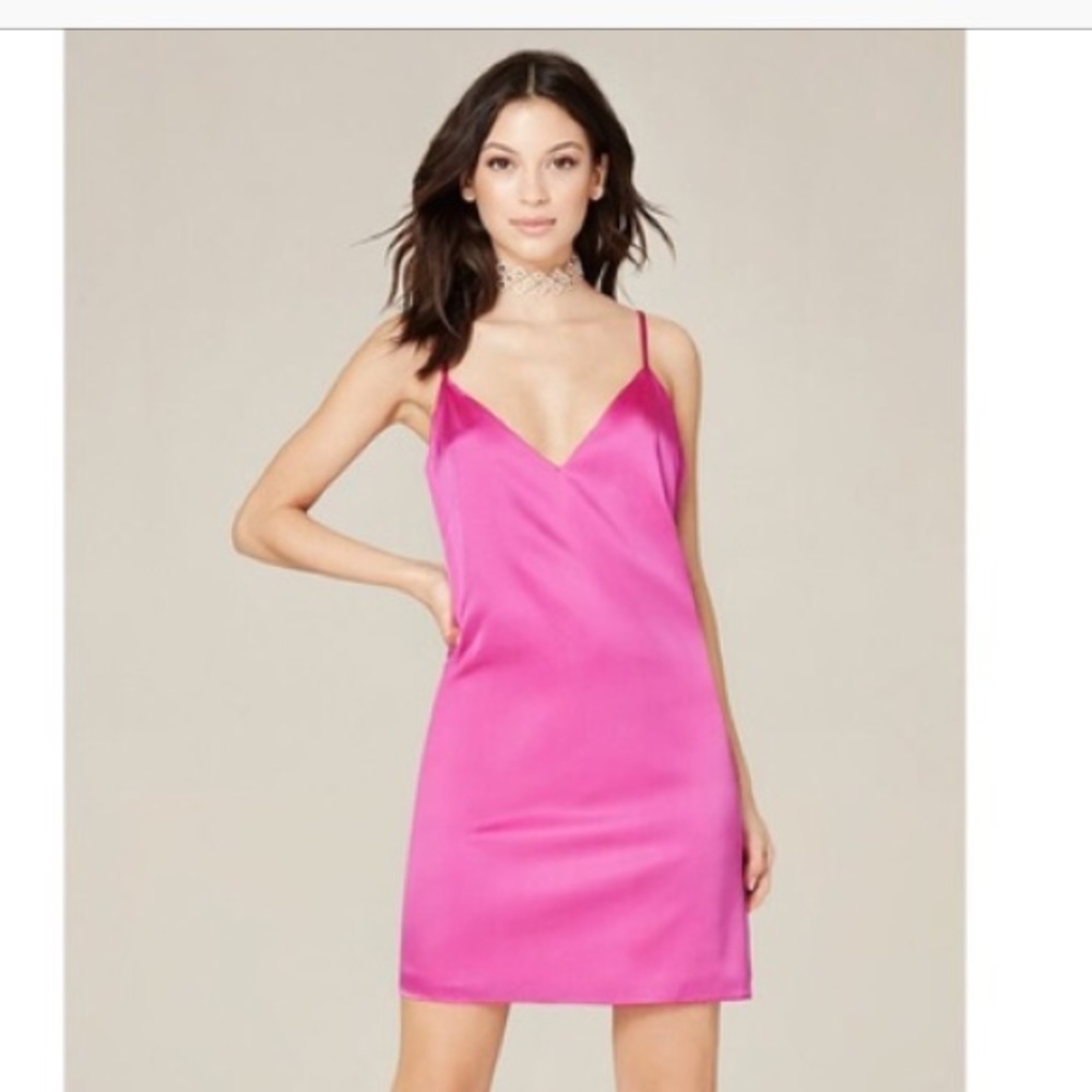 Hot pink silk slip dress